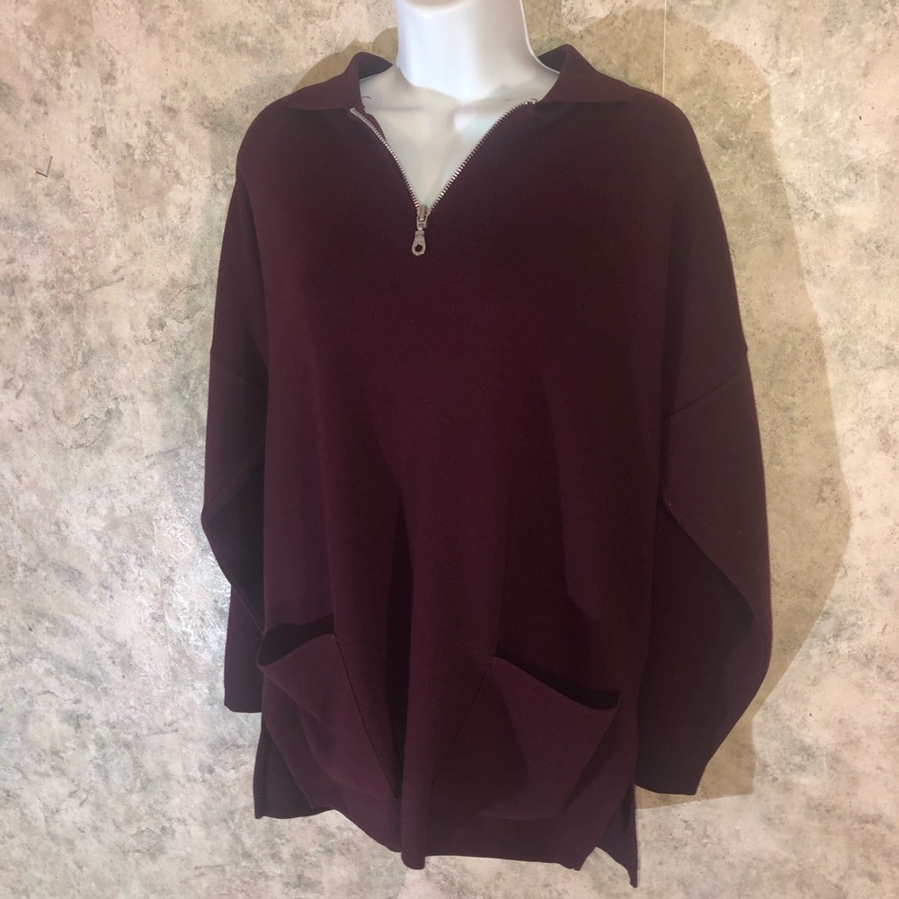 Karen Lessly 3/4 Sleeve Zipper-Collar Pocket Top - Picture 4 of 10